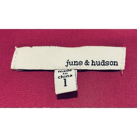 June and Hudson Top Womens Large Shimmery Smocked Waist Long Sleeves Pink Boho - Picture 5 of 8